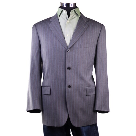 Joseph Abboud Mens Wool Super 100s Gray 3-Button Blazer Sport Coat Jacket Sz 42S - Picture 2 of 12